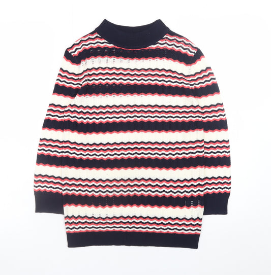 Papaya Women’s Multicoloured High Neck Striped Knit Jumper Size 8