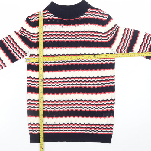 Papaya Women’s Multicoloured High Neck Striped Knit Jumper Size 8