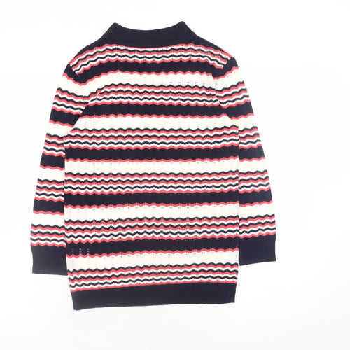 Papaya Women’s Multicoloured High Neck Striped Knit Jumper Size 8