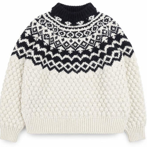 H&M Men’s Black White Fair Isle High Neck Knit Jumper Size S