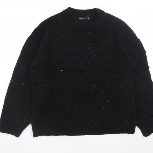 Marks and Spencer Women's Black Beaded Knit Pullover Jumper M