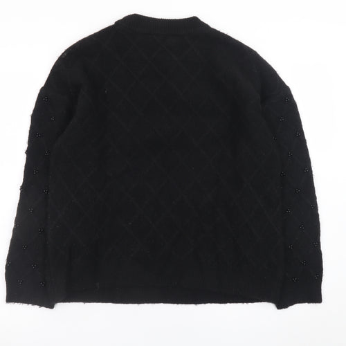 Marks and Spencer Women's Black Beaded Knit Pullover Jumper M
