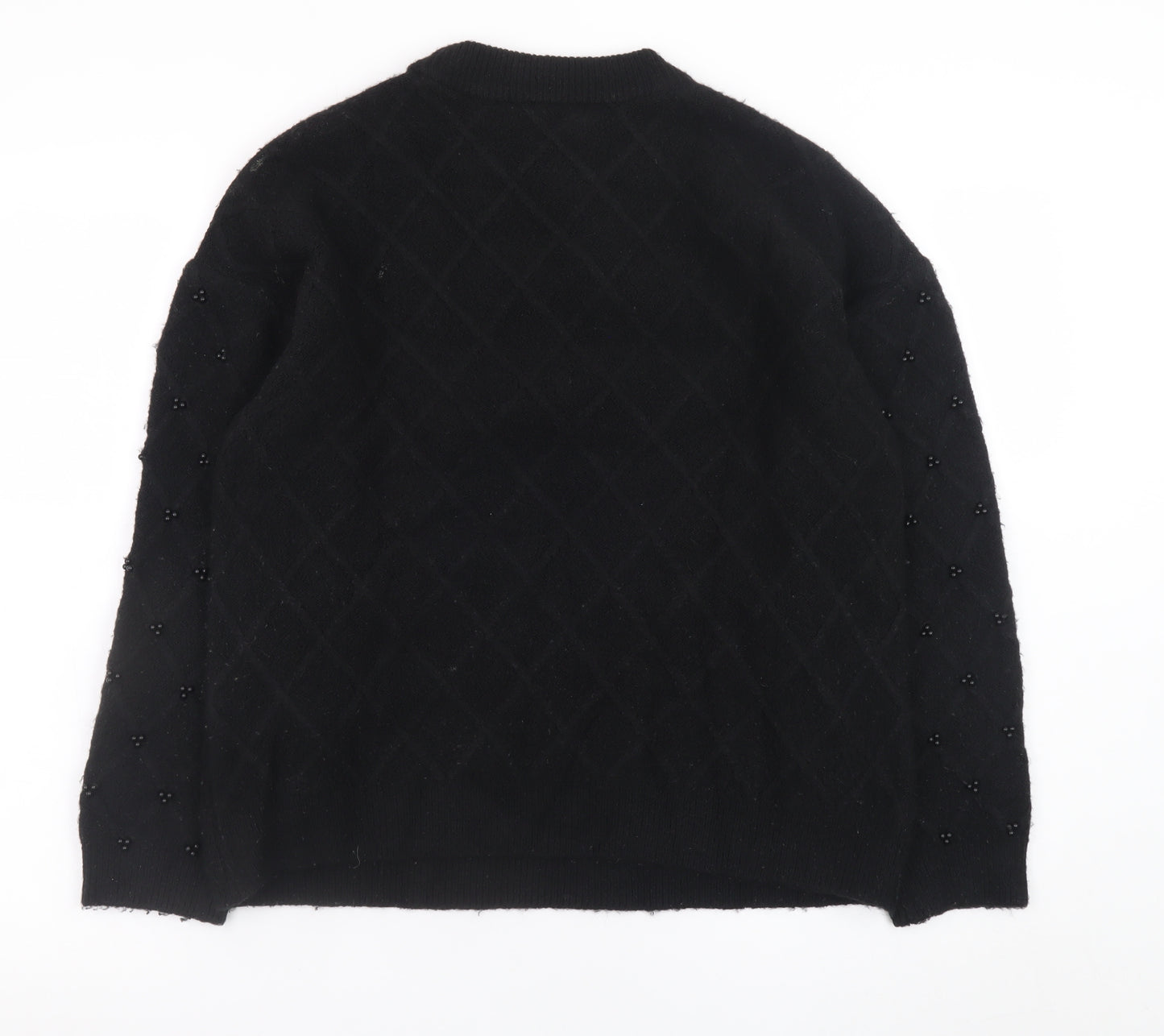 Marks and Spencer Women's Black Beaded Knit Pullover Jumper M