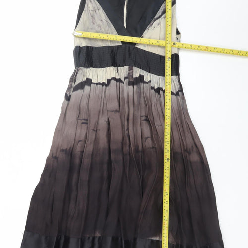 Zara Woman Women Multicoloured Size 8 Silk A-Line V-Neck Dress