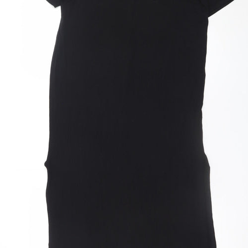 Nasty Gal Women’s Black Bodycon Midi Dress Size 6 Short Sleeve