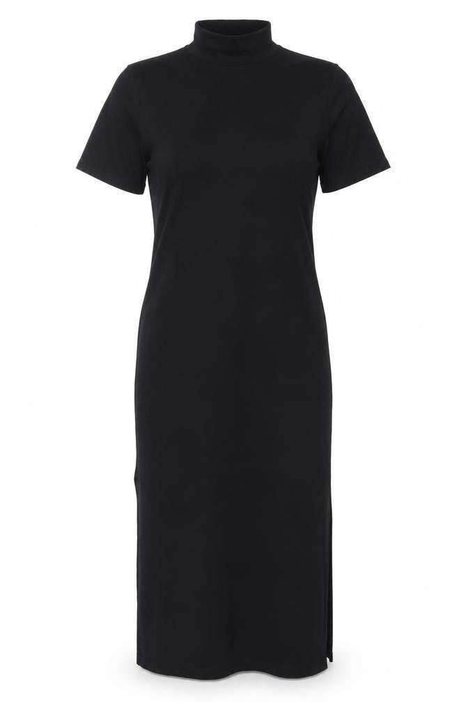 Nasty Gal Women’s Black Bodycon Midi Dress Size 6 Short Sleeve