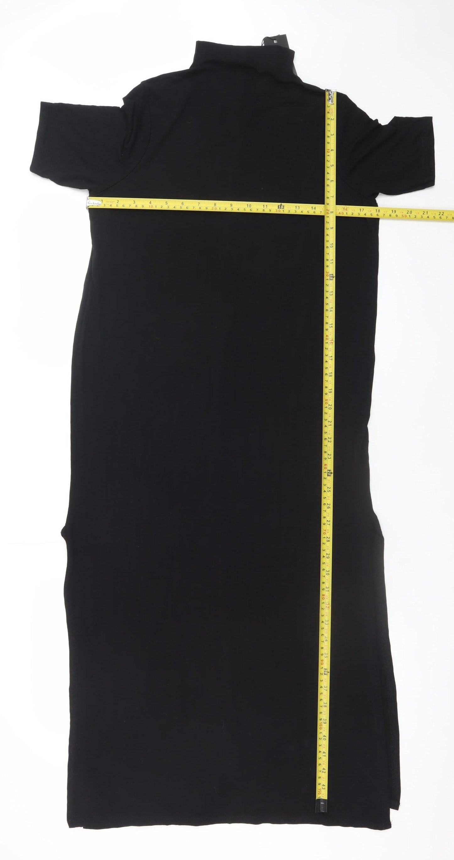 Nasty Gal Women’s Black Bodycon Midi Dress Size 6 Short Sleeve
