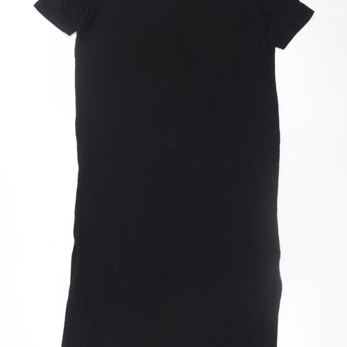 Nasty Gal Women’s Black Bodycon Midi Dress Size 6 Short Sleeve