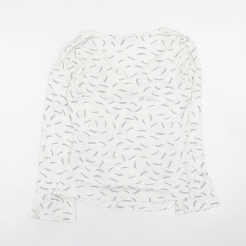 Blooming Marvellous Women's White Grey Wrap Long Sleeve Top Size 8 Viscose Blend