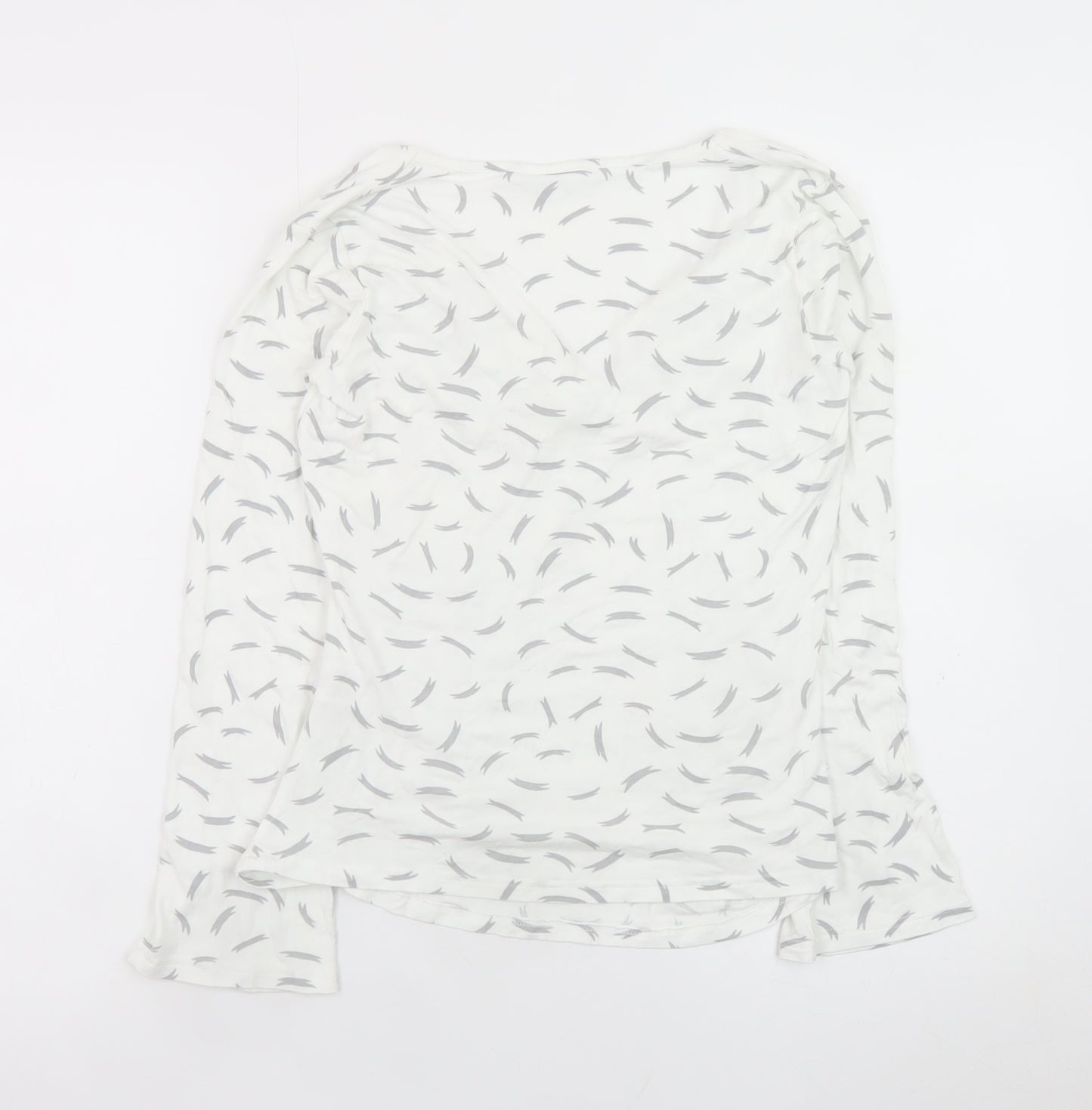 Blooming Marvellous Women's White Grey Wrap Long Sleeve Top Size 8 Viscose Blend