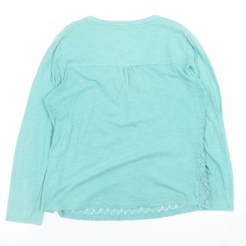 Mistral Women's Green Cotton Lace Henley Tunic Blouse Size 14