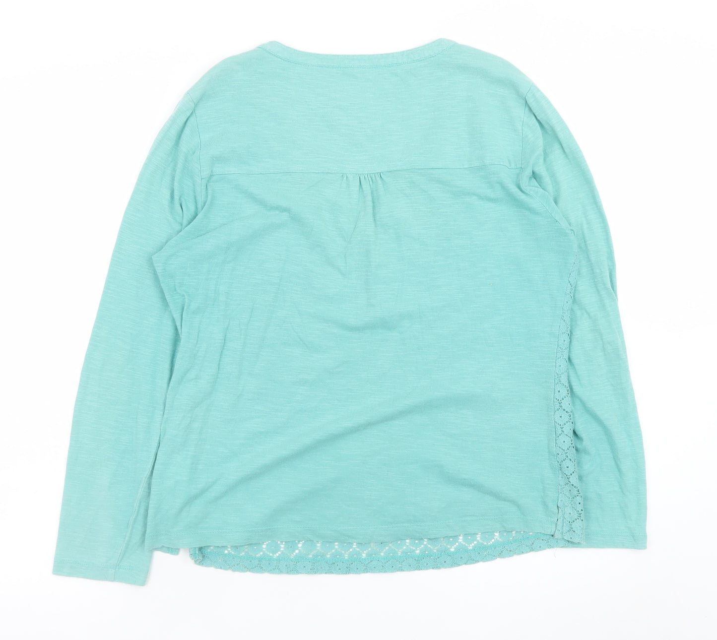 Mistral Women's Green Cotton Lace Henley Tunic Blouse Size 14