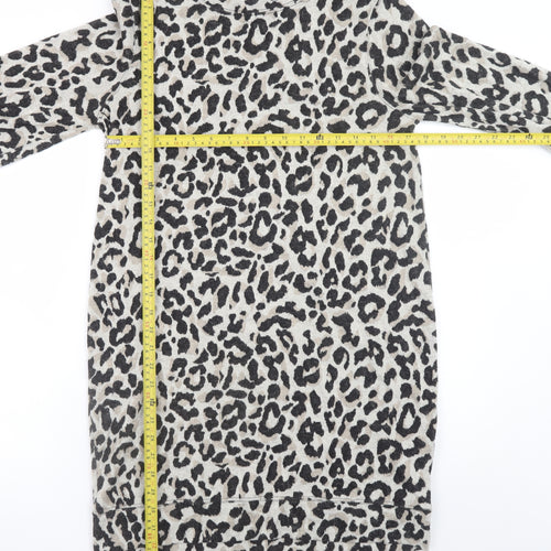 Oasis Women’s Grey Leopard Print Knit Shift Dress Size S