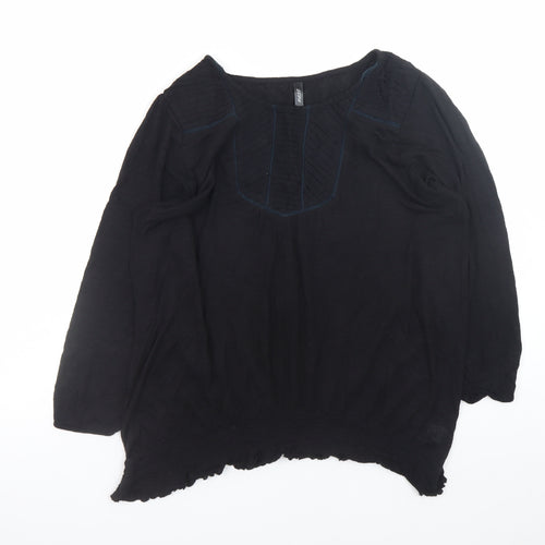 Next Women's Black Cotton Long Sleeve Tunic Blouse Size 18