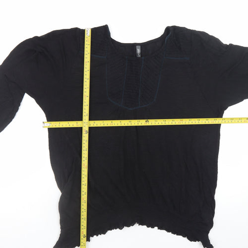 Next Women's Black Cotton Long Sleeve Tunic Blouse Size 18