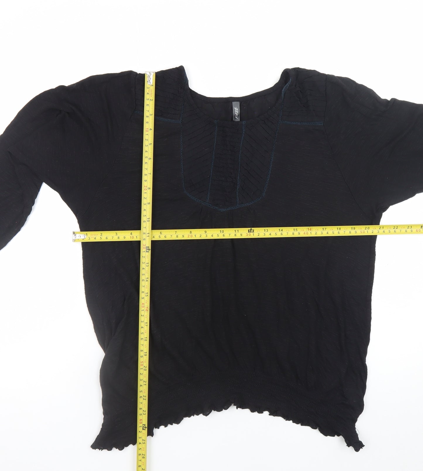 Next Women's Black Cotton Long Sleeve Tunic Blouse Size 18