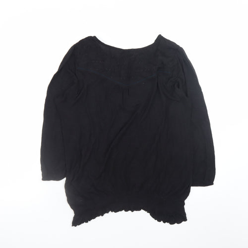 Next Women's Black Cotton Long Sleeve Tunic Blouse Size 18