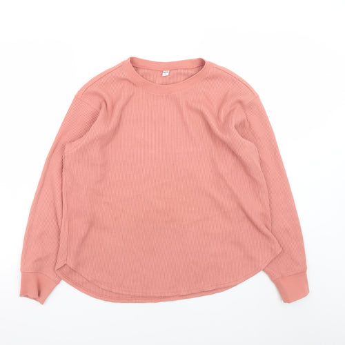 Uniqlo Women Pink Long Sleeve Basic Cotton Blend Top Size S