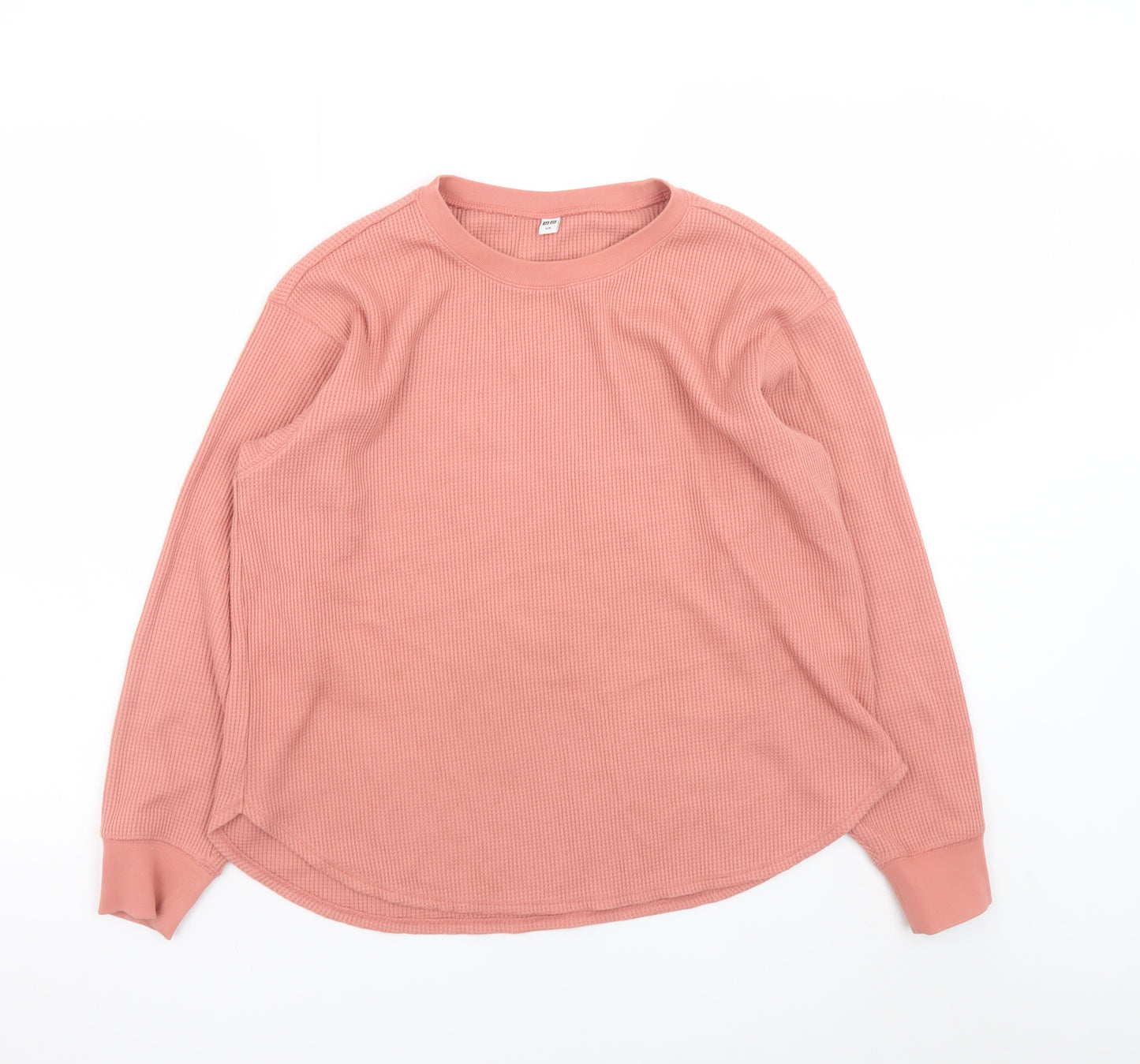 Uniqlo Women Pink Long Sleeve Basic Cotton Blend Top Size S