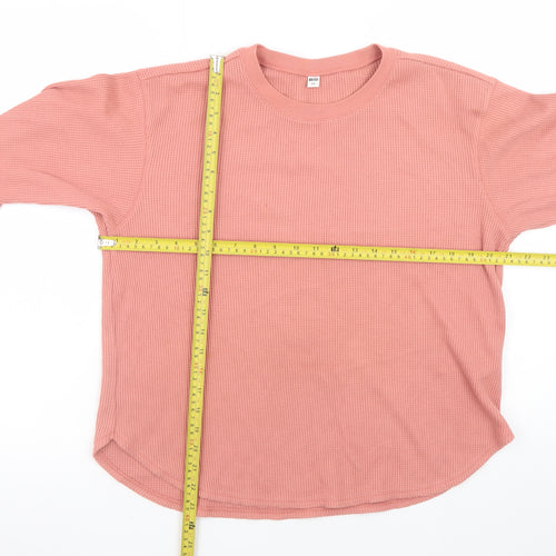Uniqlo Women Pink Long Sleeve Basic Cotton Blend Top Size S