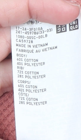 Uniqlo Women Pink Long Sleeve Basic Cotton Blend Top Size S