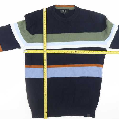 Next Men's Multicoloured Cotton Crew Neck Striped Jumper M