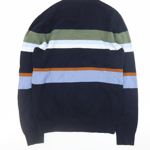 Next Men's Multicoloured Cotton Crew Neck Striped Jumper M
