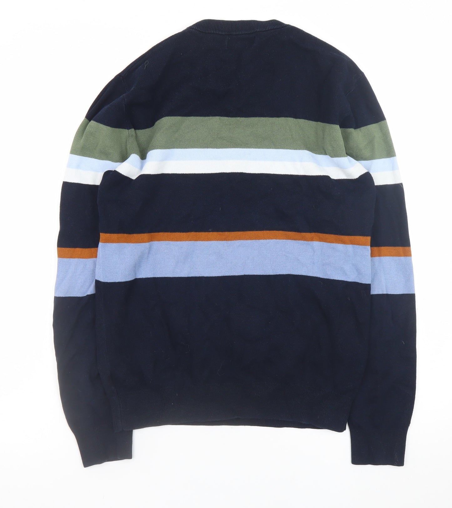Next Men's Multicoloured Cotton Crew Neck Striped Jumper M