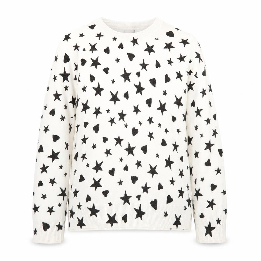 Marks and Spencer Womens White Star Heart V-Neck Knit Jumper Size 10