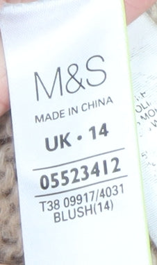 Marks and Spencer Women Pink Striped Cable-Knit Jumper UK 14