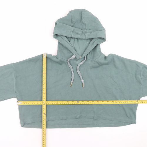 River Island Womens Green Cropped Pullover Hoodie UK 14