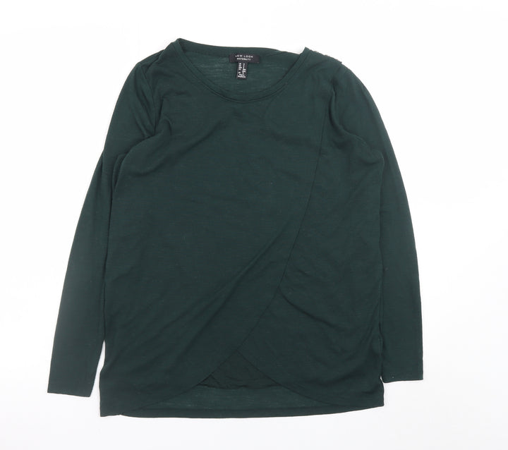 New Look Maternity Green Wrap Long Sleeve Cotton T-Shirt Size S