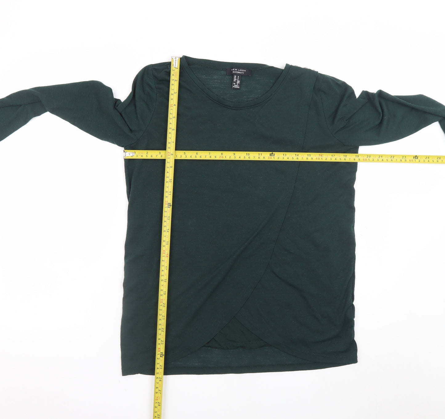 New Look Maternity Green Wrap Long Sleeve Cotton T-Shirt Size S