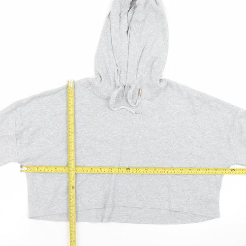 River Island Women Grey Marl Cropped Pullover Hoodie UK 12