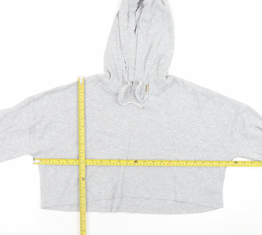 River Island Women Grey Marl Cropped Pullover Hoodie UK 12