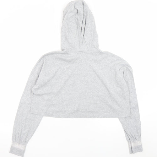 River Island Women Grey Marl Cropped Pullover Hoodie UK 12