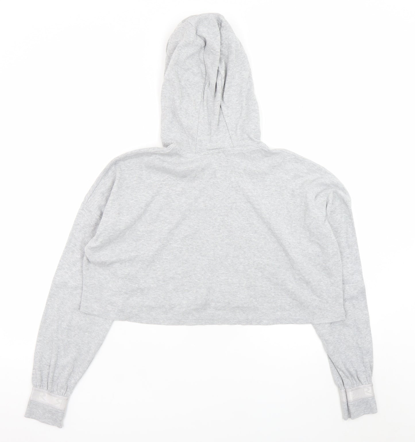 River Island Women Grey Marl Cropped Pullover Hoodie UK 12