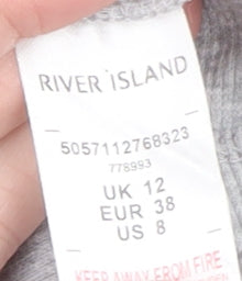 River Island Women Grey Marl Cropped Pullover Hoodie UK 12