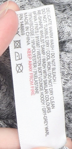 River Island Women Grey Marl Cropped Pullover Hoodie UK 12