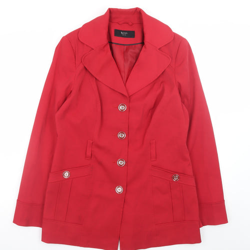 BHS Women’s Red Cotton Blend Blazer Jacket Size 12