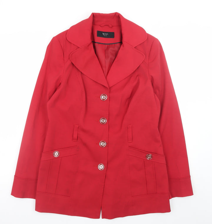 BHS Women’s Red Cotton Blend Blazer Jacket Size 12