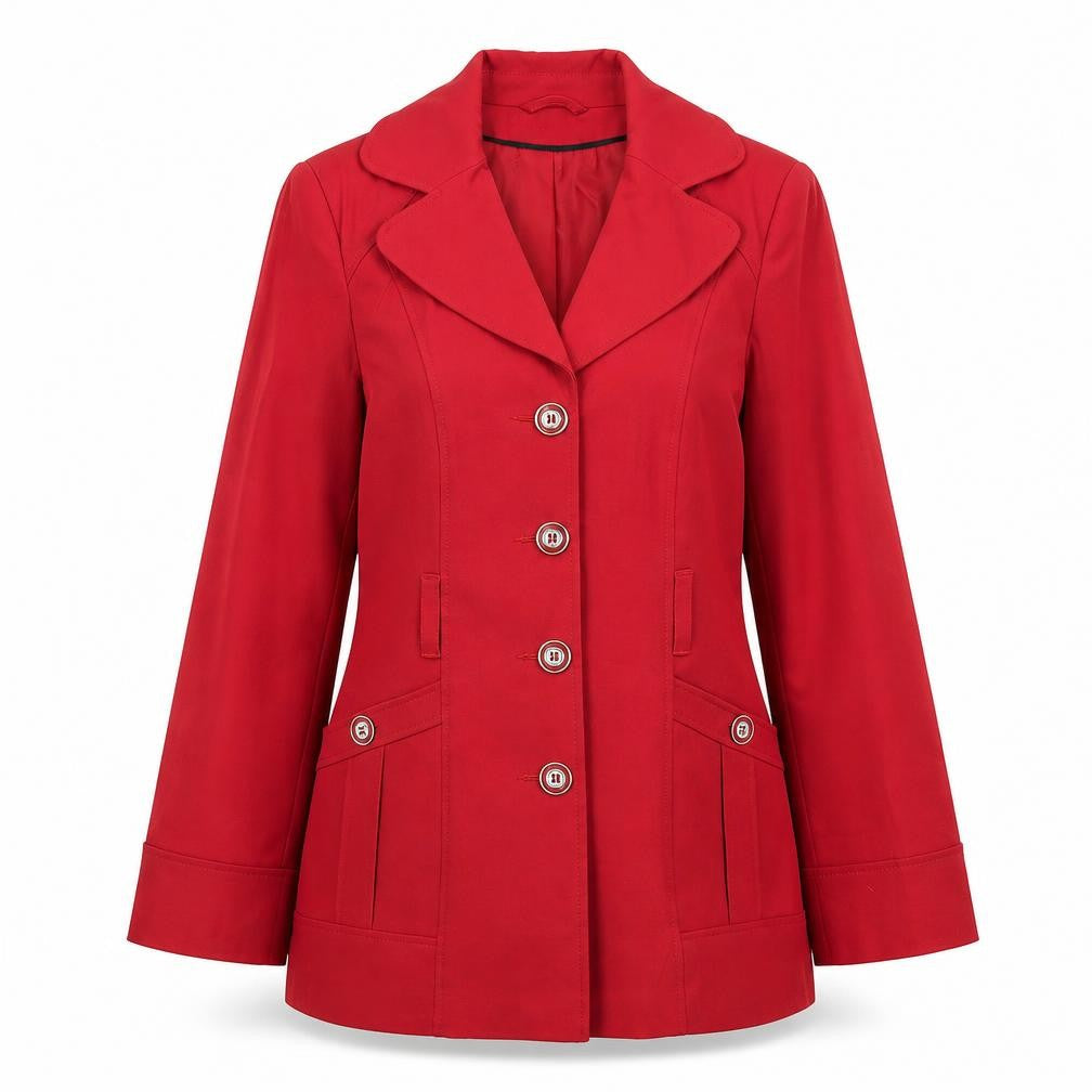 Front view of BHS Women’s Red Cotton Blend Blazer Jacket, size UK 12