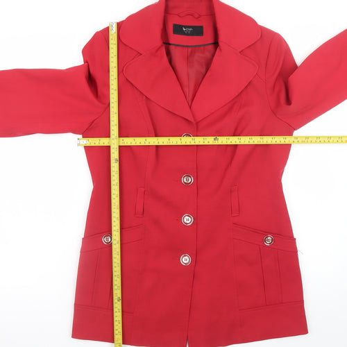 BHS Women’s Red Cotton Blend Blazer Jacket Size 12