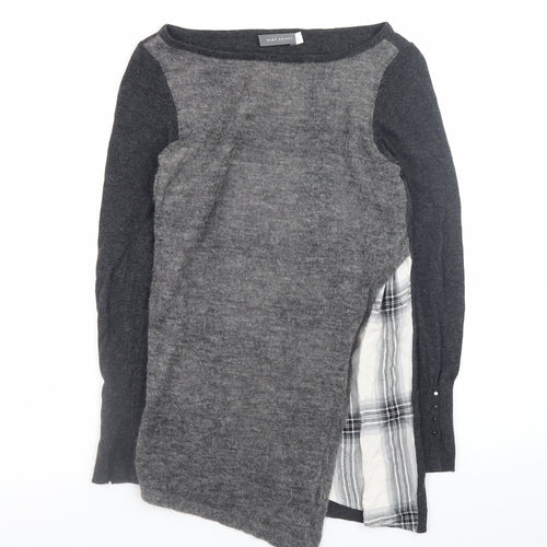 Mint Velvet Women Grey Size 10 Asymmetric Knit Dress