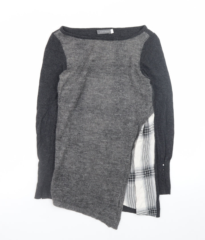 Mint Velvet Women Grey Size 10 Asymmetric Knit Dress