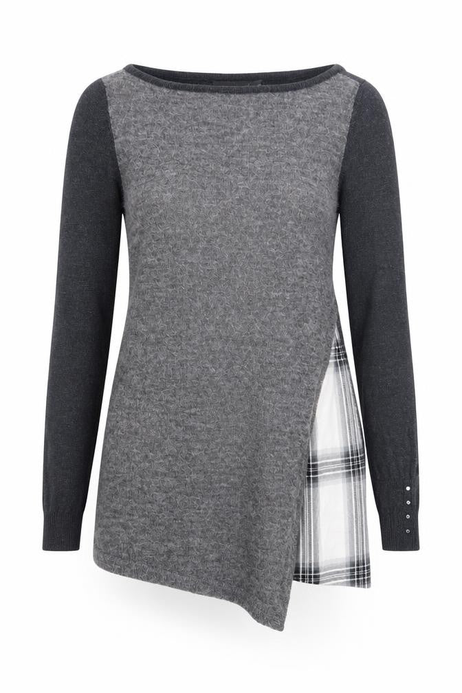 Mint Velvet Women Grey Size 10 Asymmetric Knit Dress