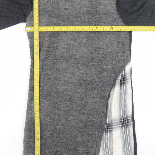 Mint Velvet Women Grey Size 10 Asymmetric Knit Dress