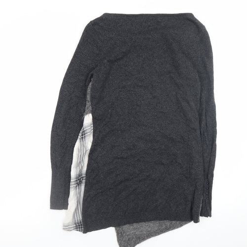 Mint Velvet Women Grey Size 10 Asymmetric Knit Dress