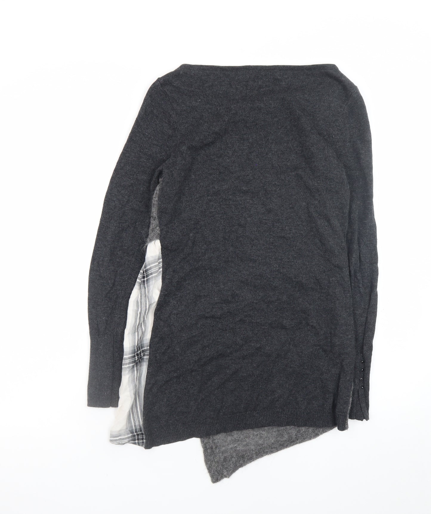 Mint Velvet Women Grey Size 10 Asymmetric Knit Dress