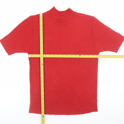 Bonmarché Women's Red Mock Neck Short Sleeve Pullover Jumper XL